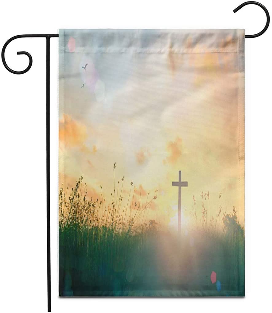 Garden Flag Symbol for Risen and Ascension The Cross Outdoor Double Sided Decorative House Yard Flags 2021