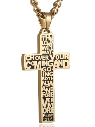 tainless Steel Jesus Christ Crucifix Cross Lord's Prayer Pendant Necklace 2021